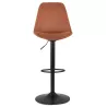 Tabouret de bar réglable rotatif en microfibre et pied métal noir MANIA (marron)