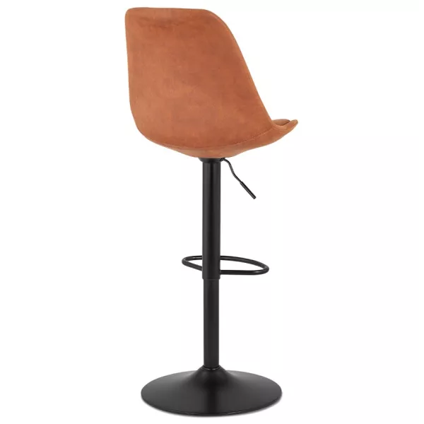 Tabouret de bar réglable rotatif en microfibre et pied métal noir MANIA (marron)