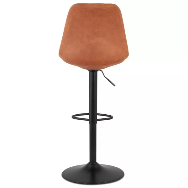 Tabouret de bar réglable rotatif en microfibre et pied métal noir MANIA (marron)