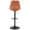 Tabouret de bar réglable rotatif en microfibre et pied métal noir MANIA (marron)