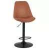 Tabouret de bar réglable rotatif en microfibre et pied métal noir MANIA (marron)