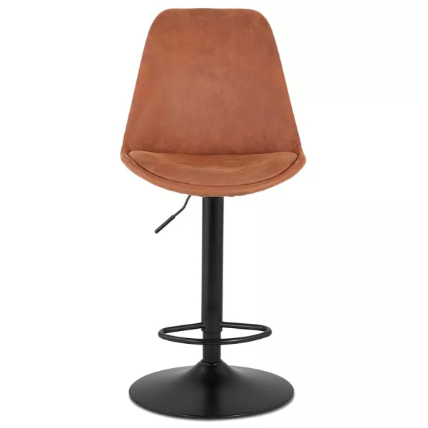 Tabouret de bar réglable rotatif en microfibre et pied métal noir MANIA (marron)