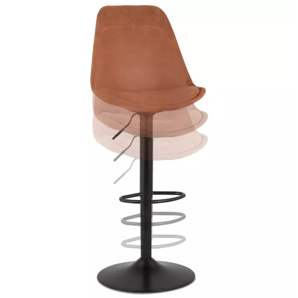 Tabouret de bar réglable rotatif en microfibre et pied métal noir MANIA (marron)