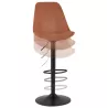 Tabouret de bar réglable rotatif en microfibre et pied métal noir MANIA (marron)