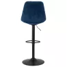 Tabouret de bar réglable rotatif et vintage et velours pied métal noir CARLO (bleu)