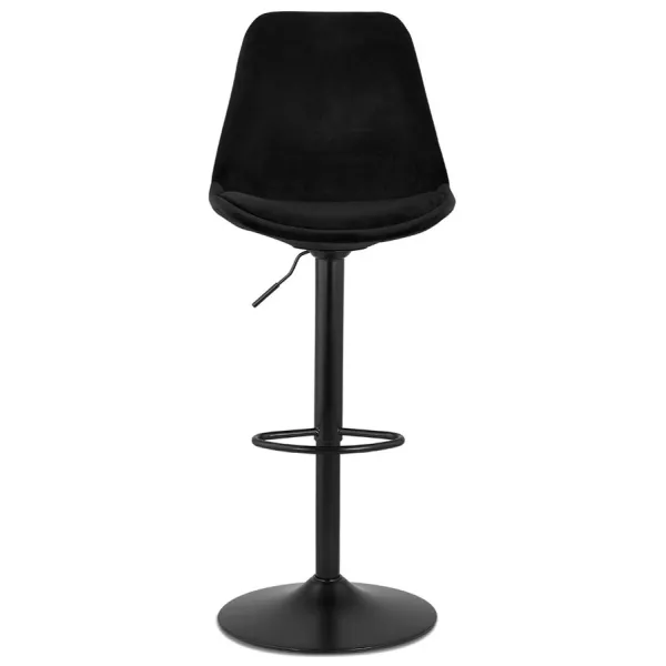 Tabouret de bar réglable rotatif et vintage et velours pied métal noir CARLO (noir)