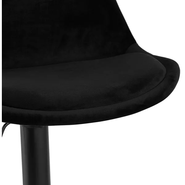 Tabouret de bar réglable rotatif et vintage et velours pied métal noir CARLO (noir)