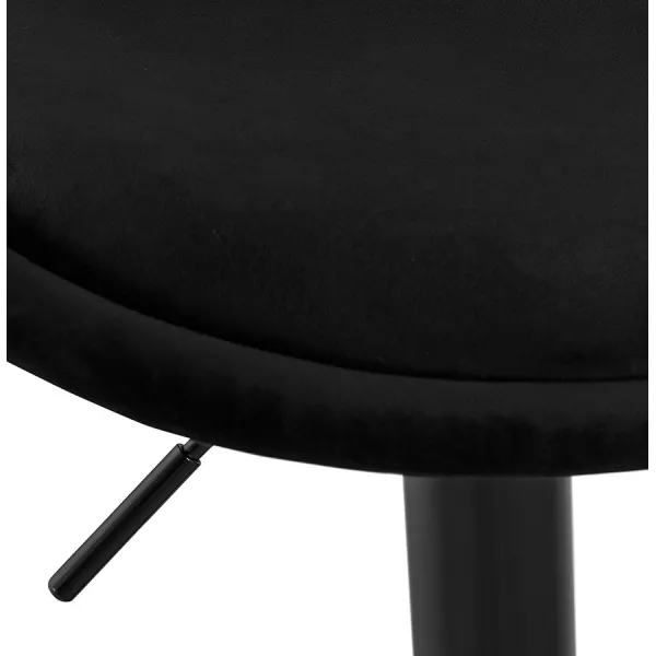 Tabouret de bar réglable rotatif et vintage et velours pied métal noir CARLO (noir)