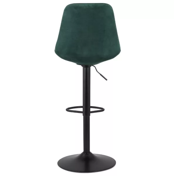 Tabouret de bar réglable rotatif et vintage et velours pied métal noir CARLO (vert)