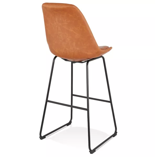 Tabouret de bar industriel pieds métal noir PANAL (marron)