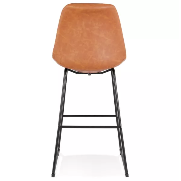 Tabouret de bar industriel pieds métal noir PANAL (marron)