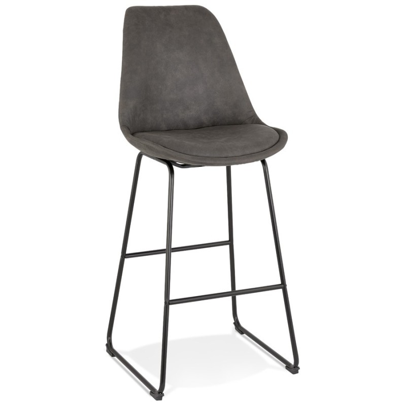 Tabouret de bar industriel pieds métal noir FANOU (gris foncé)