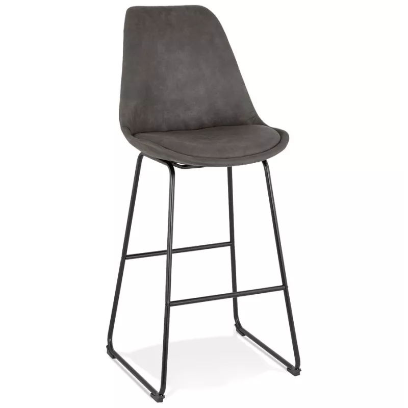 Tabouret de bar industriel pieds métal noir FANOU (gris foncé)