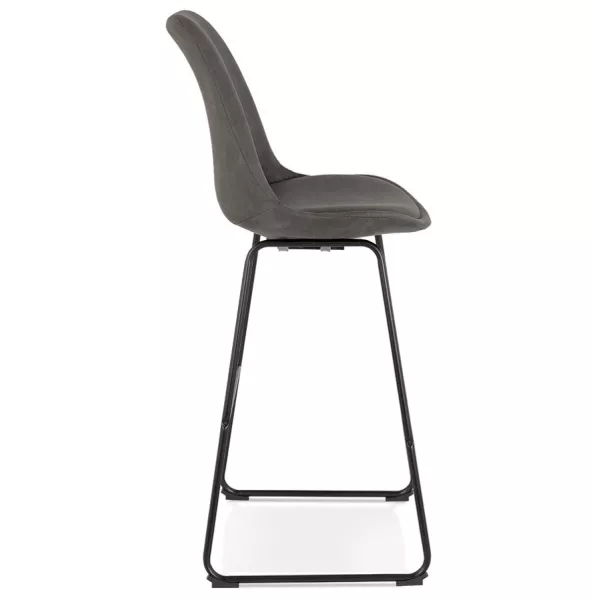 Tabouret de bar industriel pieds métal noir FANOU (gris foncé)