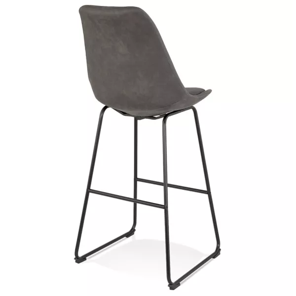 Tabouret de bar industriel pieds métal noir FANOU (gris foncé)