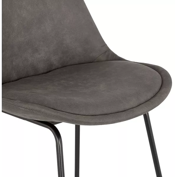 Tabouret de bar industriel pieds métal noir FANOU (gris foncé)