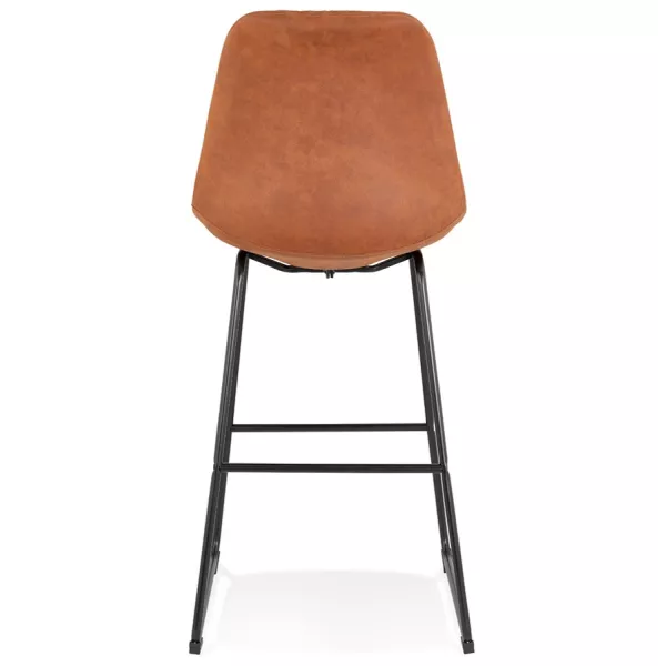 Tabouret de bar industriel pieds métal noir FANOU (marron)