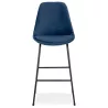 Tabouret de bar industriel en velours pieds métal noir MALIOU (bleu)