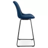 Tabouret de bar industriel en velours pieds métal noir MALIOU (bleu)