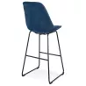 Tabouret de bar industriel en velours pieds métal noir MALIOU (bleu)