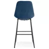 Tabouret de bar industriel en velours pieds métal noir MALIOU (bleu)