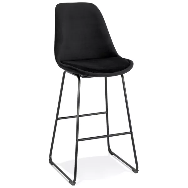 Tabouret de bar industriel en velours pieds métal noir BLAIRE (noir)