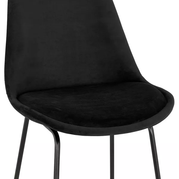 Tabouret de bar industriel en velours pieds métal noir BLAIRE (noir)