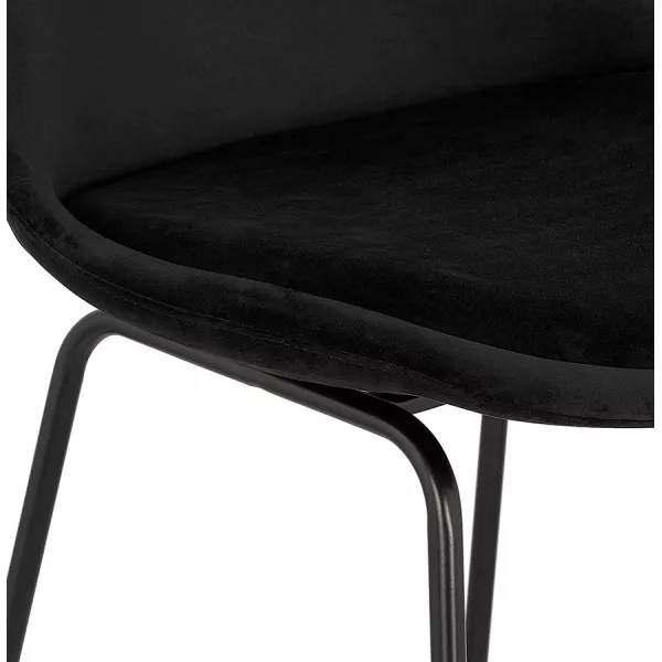 Tabouret de bar industriel en velours pieds métal noir BLAIRE (noir)