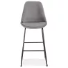 Tabouret de bar industriel en velours pieds métal noir MALIOU (gris)