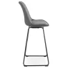 Tabouret de bar industriel en velours pieds métal noir MALIOU (gris)