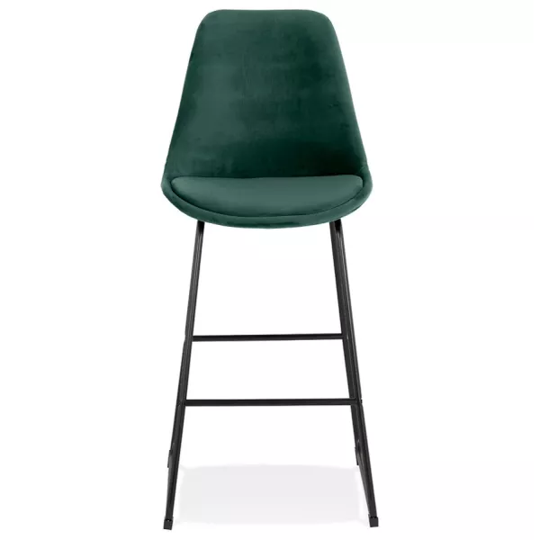 Tabouret de bar industriel en velours pieds métal noir MALIOU (vert)