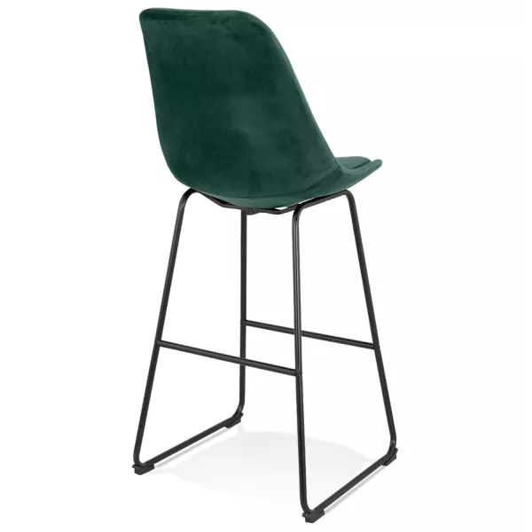 Tabouret de bar industriel en velours pieds métal noir MALIOU (vert)