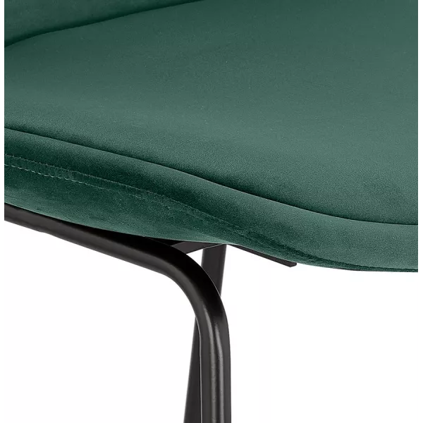 Tabouret de bar industriel en velours pieds métal noir MALIOU (vert)