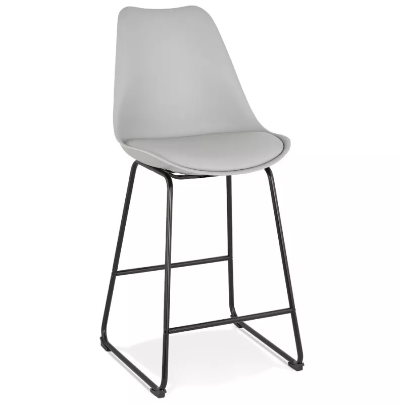 Tabouret snack mi-hauteur industriel pieds métal noir LYDON MINI (gris)