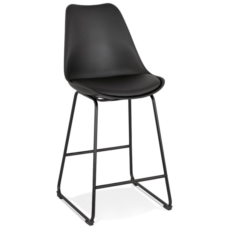 Tabouret snack mi-hauteur industriel pieds métal noir LYDON MINI (noir)