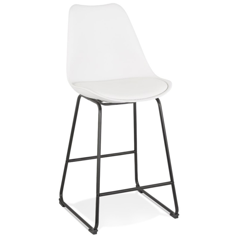 Tabouret snack mi-hauteur industriel pieds métal noir LYDON MINI (blanc)