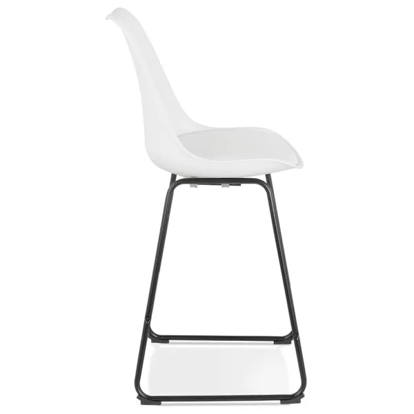 Tabouret snack mi-hauteur industriel pieds métal noir LYDON MINI (blanc)