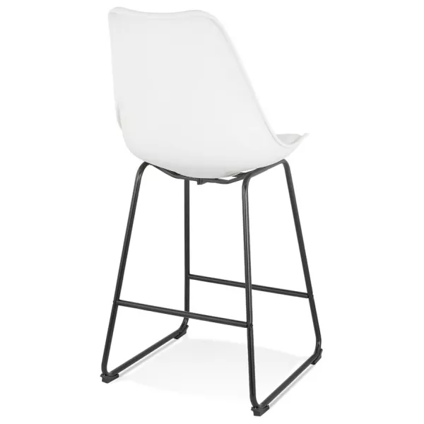 Tabouret snack mi-hauteur industriel pieds métal noir LYDON MINI (blanc)