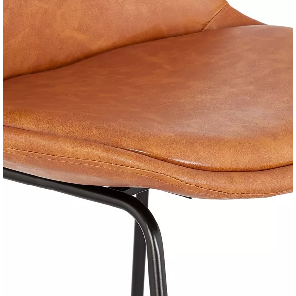 Tabouret snack mi-hauteur industriel pieds métal noir PANAL MINI (marron)