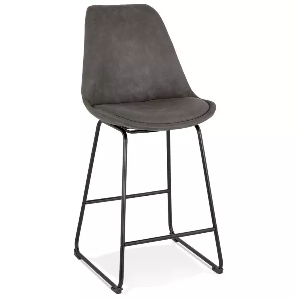 Tabouret snack mi-hauteur industriel pieds métal noir FANOU MINI (gris foncé)