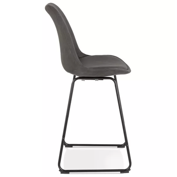 Tabouret snack mi-hauteur industriel pieds métal noir FANOU MINI (gris foncé)