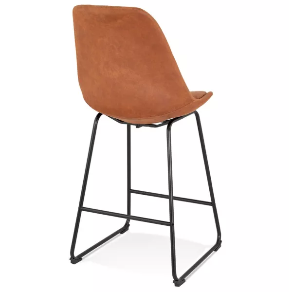 Tabouret snack mi-hauteur industriel pieds métal noir FANOU MINI (marron)