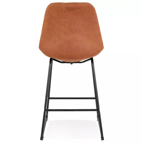 Tabouret snack mi-hauteur industriel pieds métal noir FANOU MINI (marron)