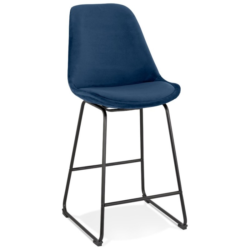 Tabouret snack mi-hauteur industriel pieds métal noir FANOU MINI (bleu)