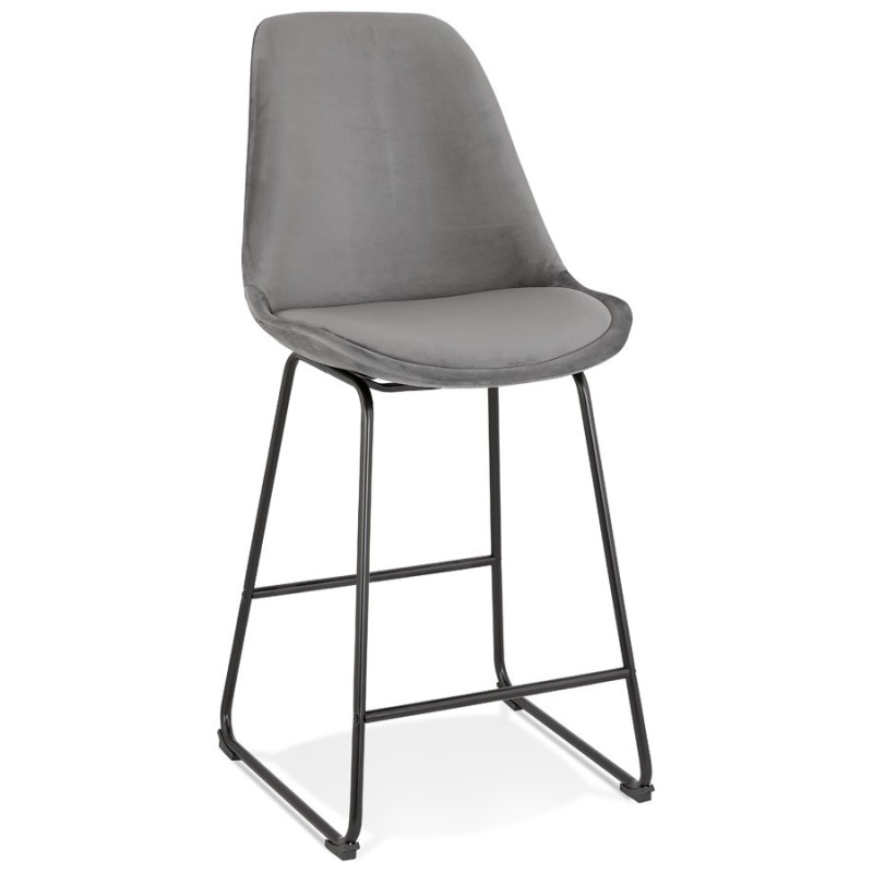 Tabouret snack mi-hauteur industriel pieds métal noir FANOU MINI (gris)