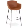 Tabouret de bar design avec accoudoirs en microfibre pieds métal noir TANOU (marron)