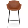 Tabouret de bar design avec accoudoirs en microfibre pieds métal noir TANOU (marron)