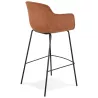 Tabouret de bar design avec accoudoirs en microfibre pieds métal noir TANOU (marron)