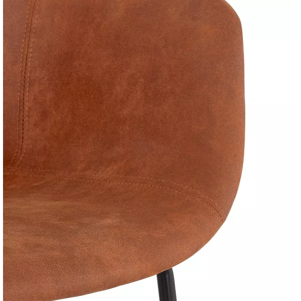 Tabouret de bar design avec accoudoirs en microfibre pieds métal noir TANOU (marron)