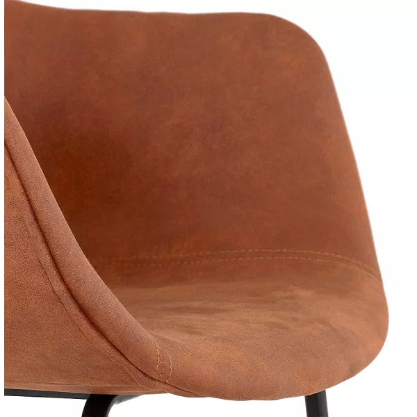 Tabouret de bar design avec accoudoirs en microfibre pieds métal noir TANOU (marron)